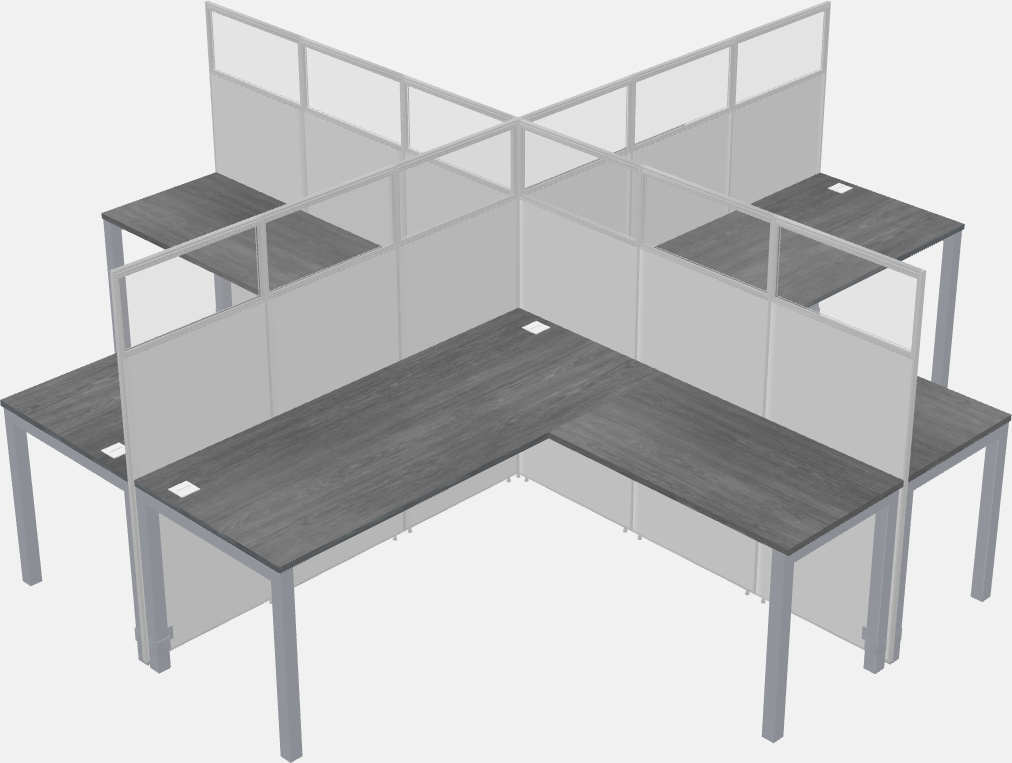 Cubículos compartidos en forma de l