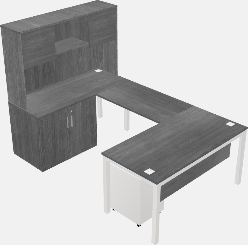 U-shaped desk + cabinet