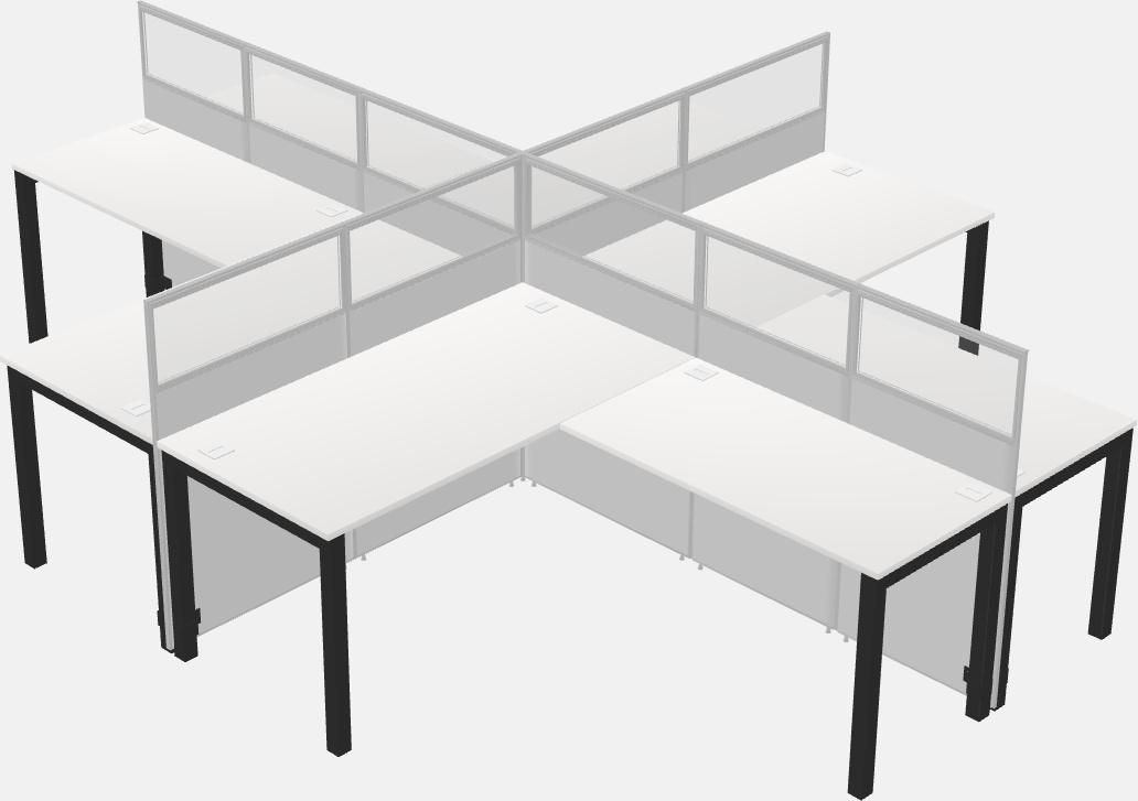 Cubículos compartidos en forma de l