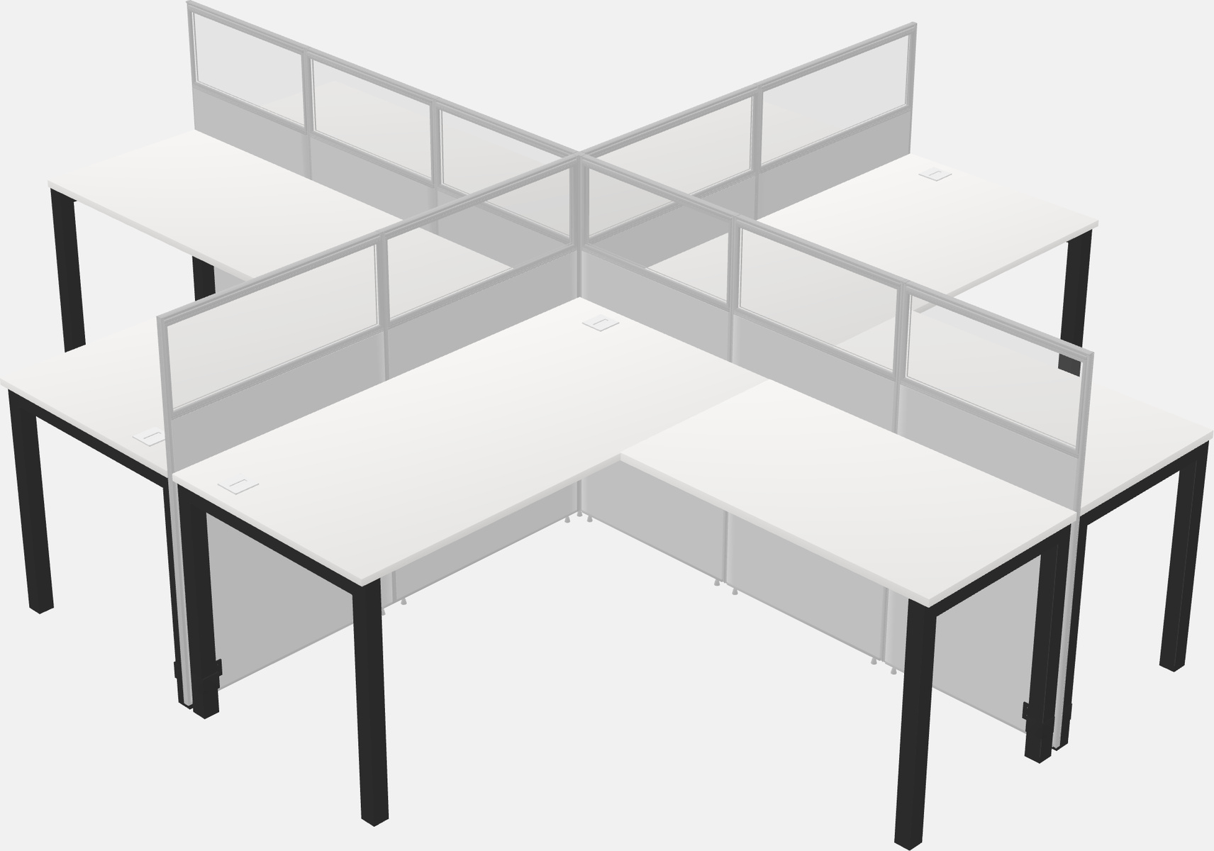 Cubículos compartidos en forma de l