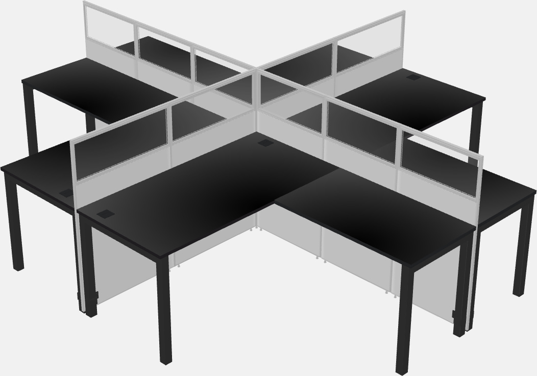 Cubículos compartidos en forma de l