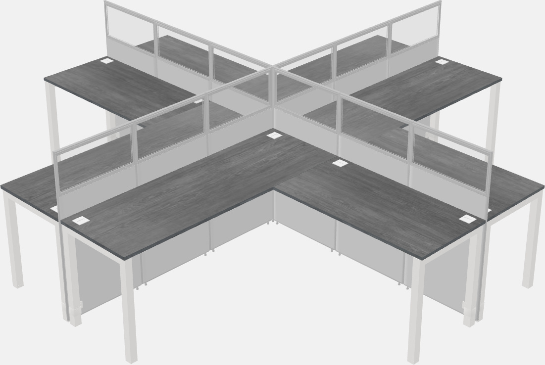 Cubículos compartidos en forma de l