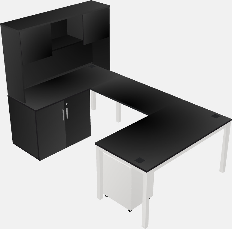 U-shaped desk + cabinet