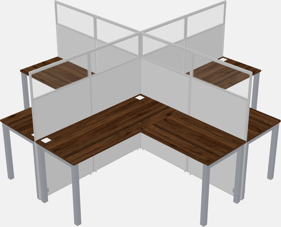 Cubículos compartidos en forma de l