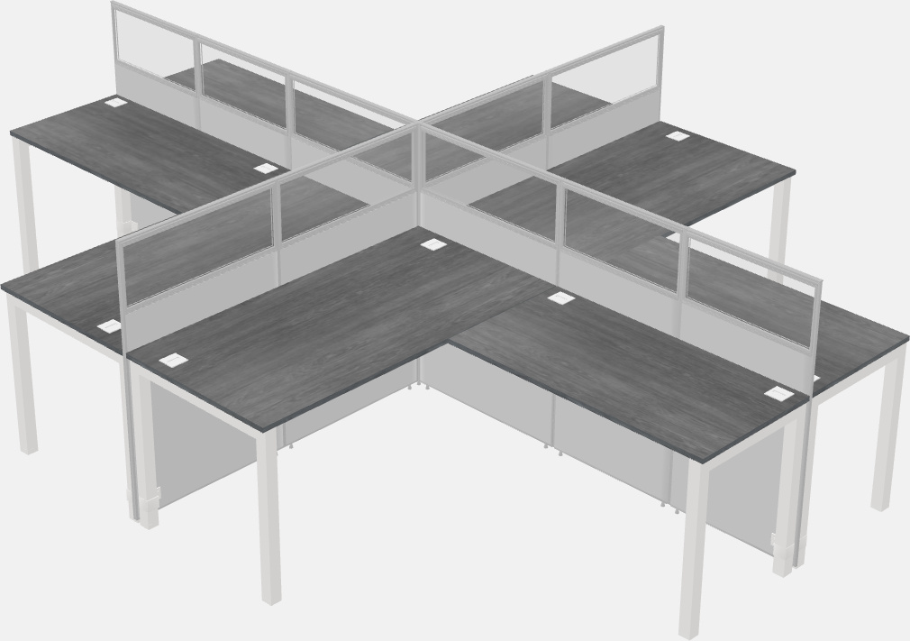 Cubículos compartidos en forma de l