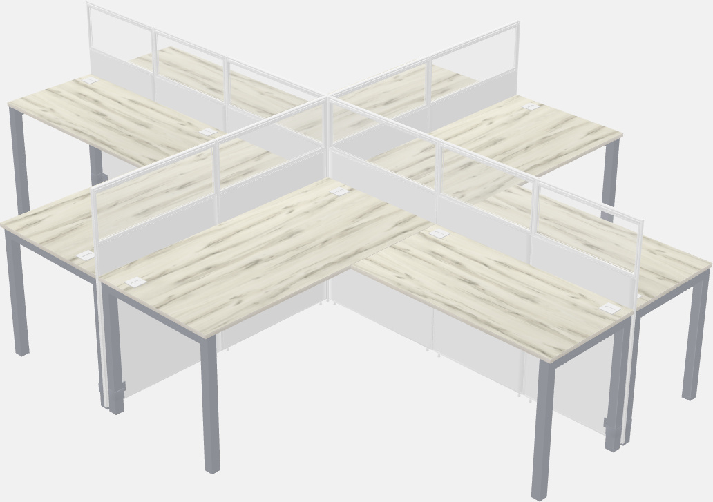 Cubículos compartidos en forma de l