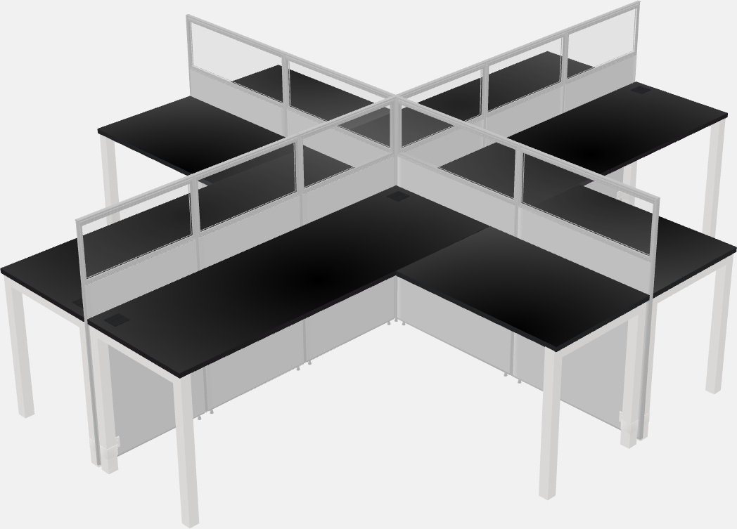 Cubículos compartidos en forma de l