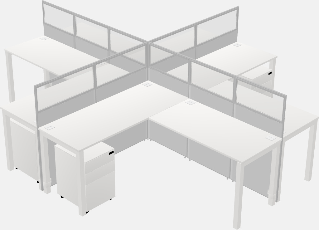 Cubículos compartidos en forma de l