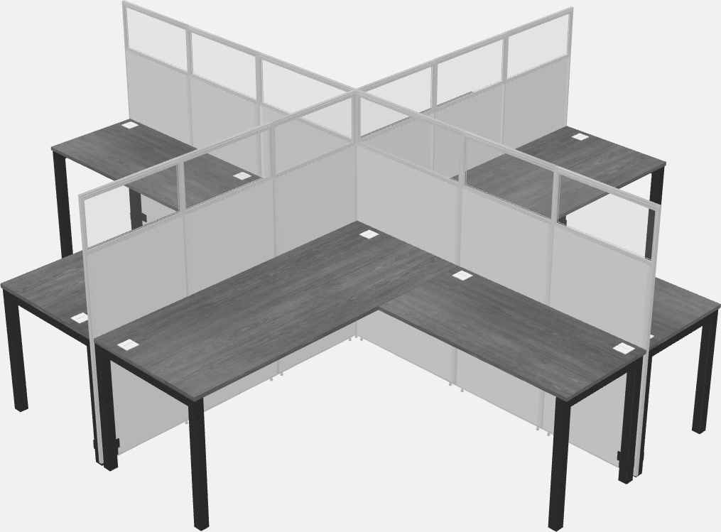 Nakabahaging l-shaped na mga cubicle