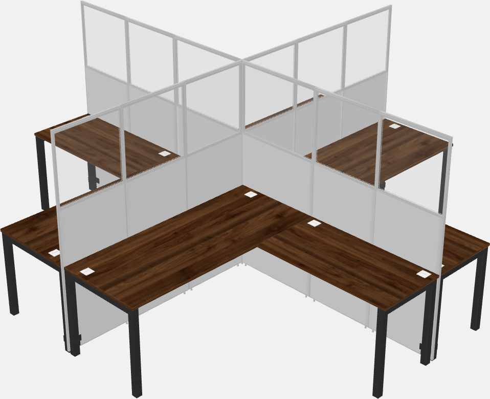 Cubículos compartidos en forma de l