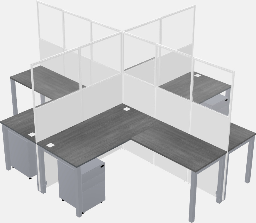 Cubículos compartidos en forma de l