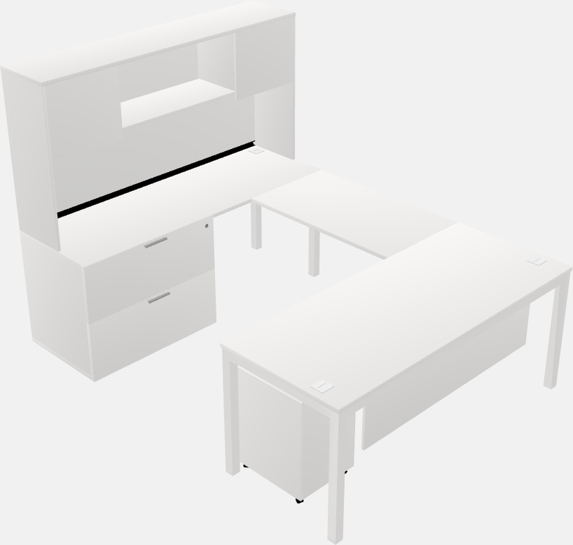 U-shaped desk + file cabinet