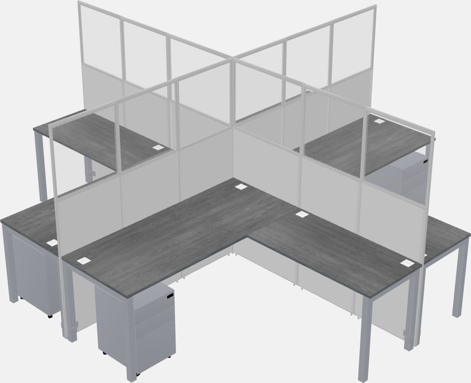 Cubículos compartidos en forma de l