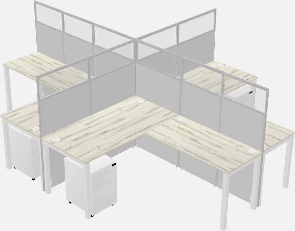 Shared l-shaped cubicles