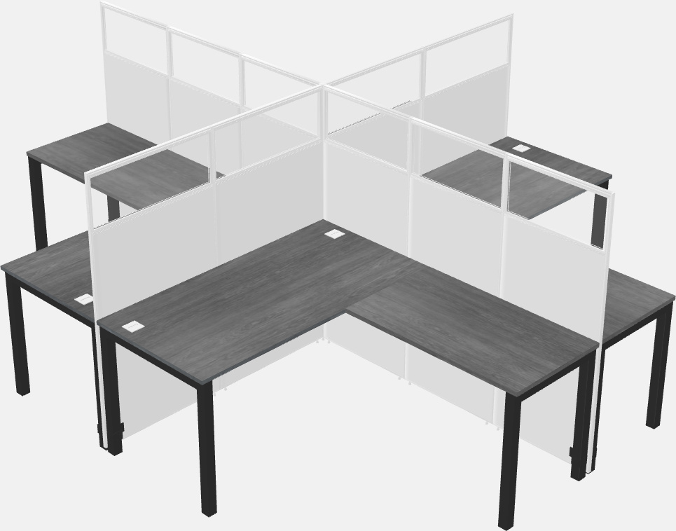 Cubículos compartidos en forma de l