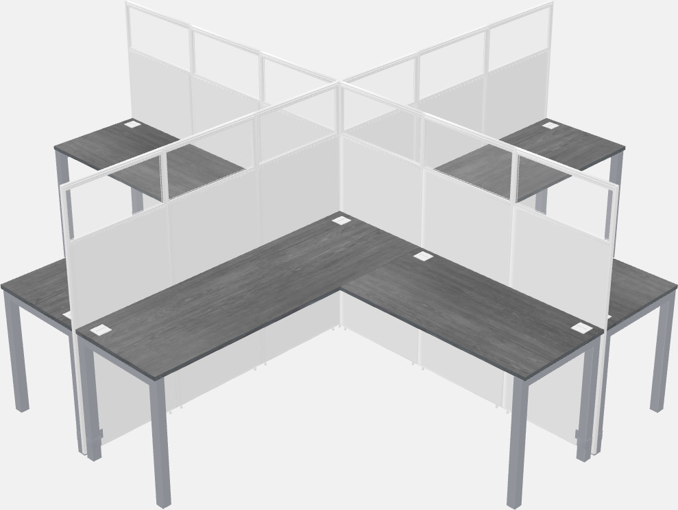 Cubículos compartidos en forma de l