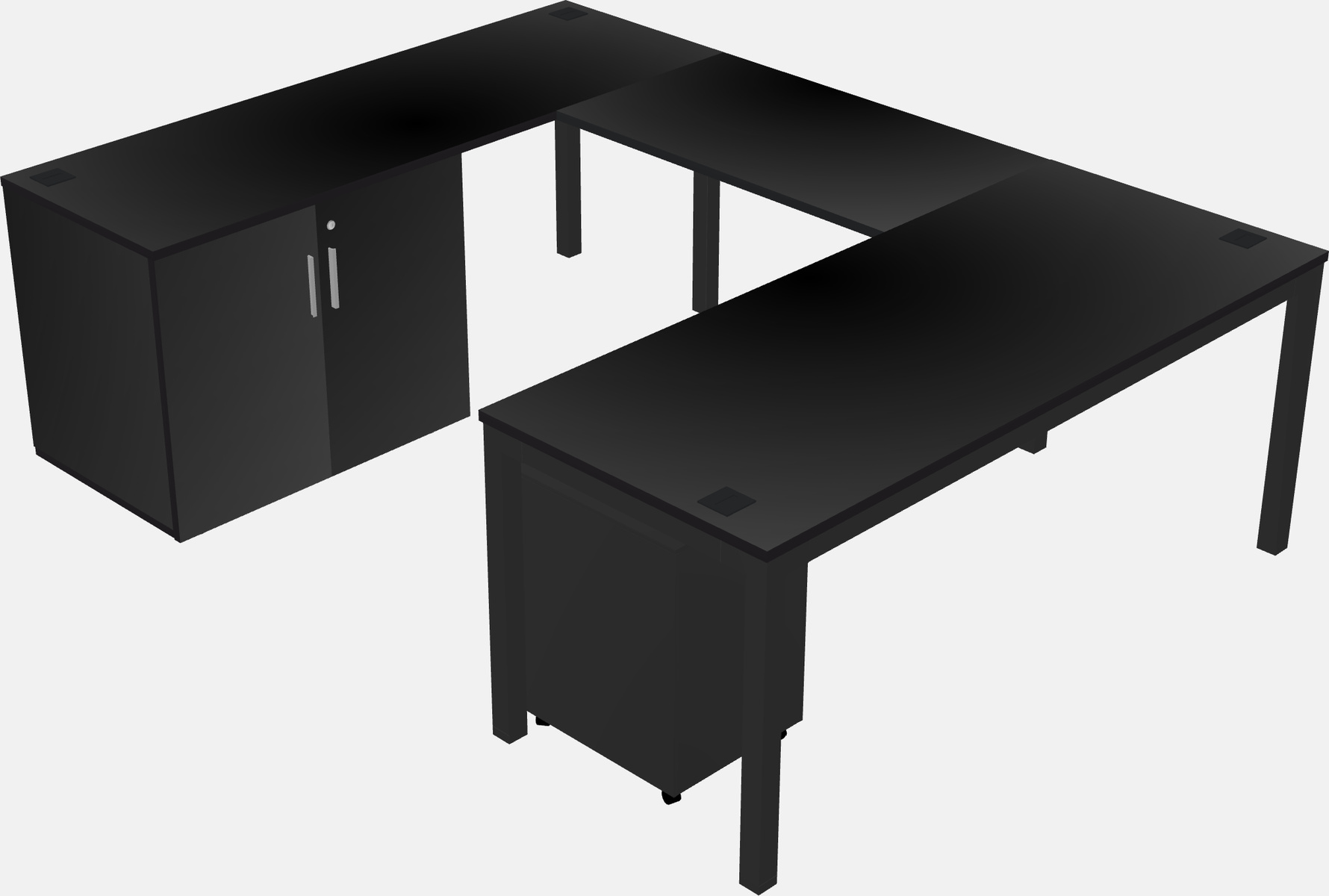 U-shaped desk + cabinet