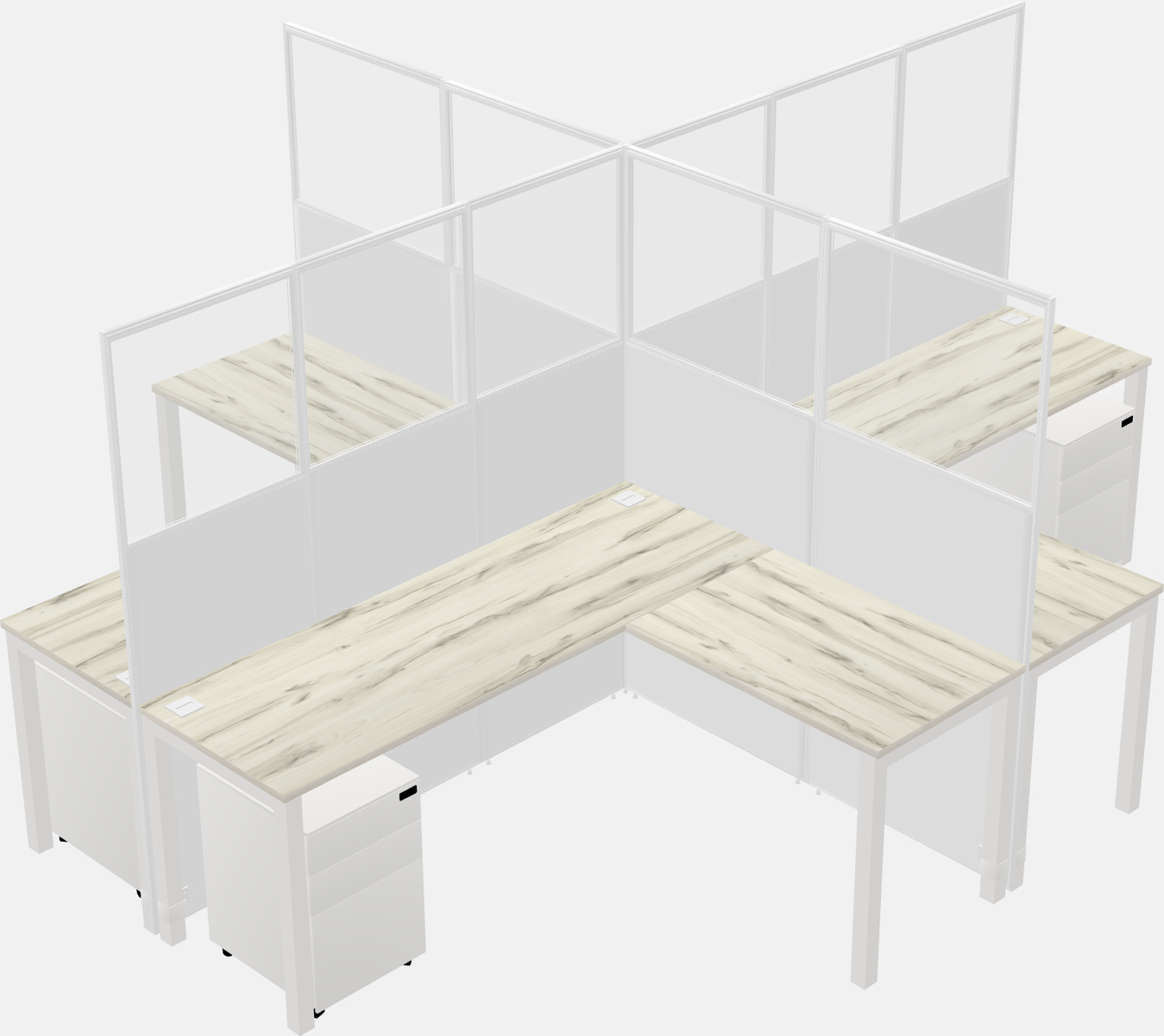 Shared l-shaped cubicles