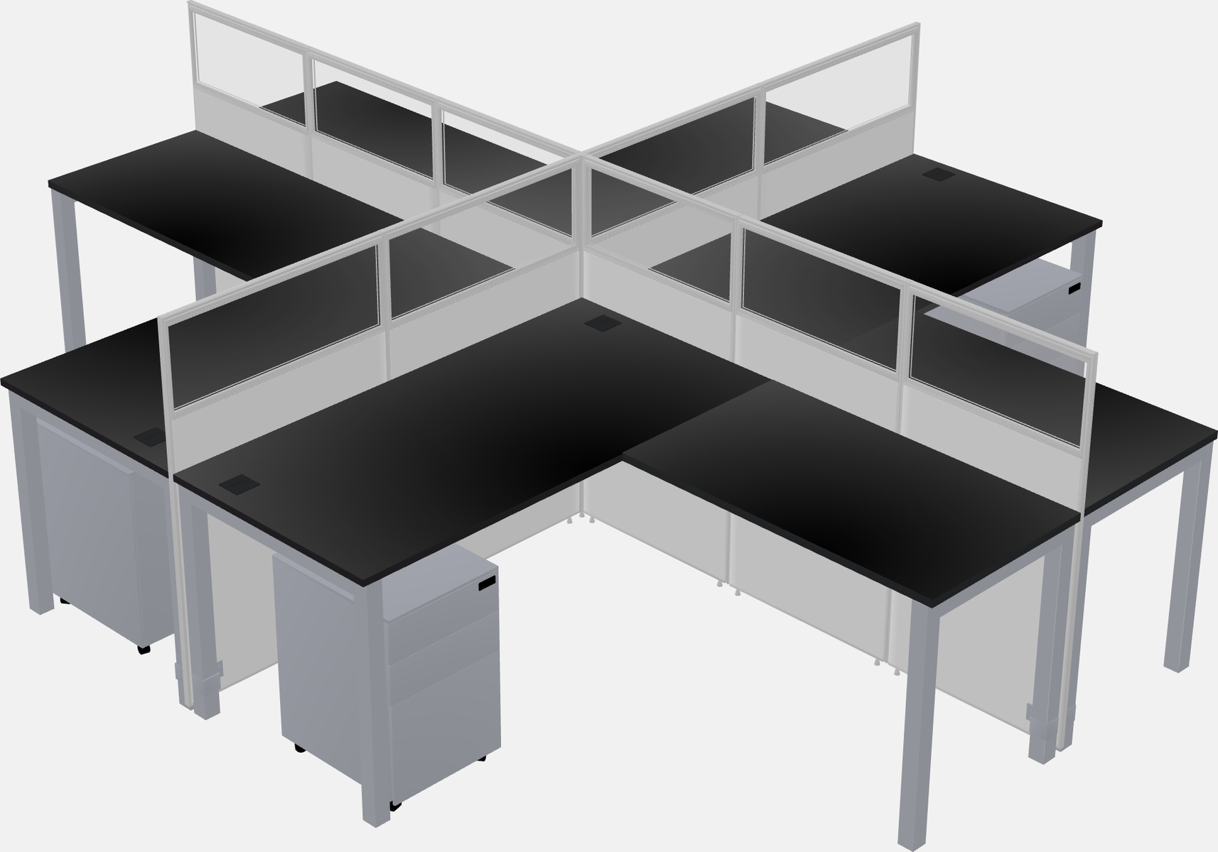 Shared l-shaped cubicles