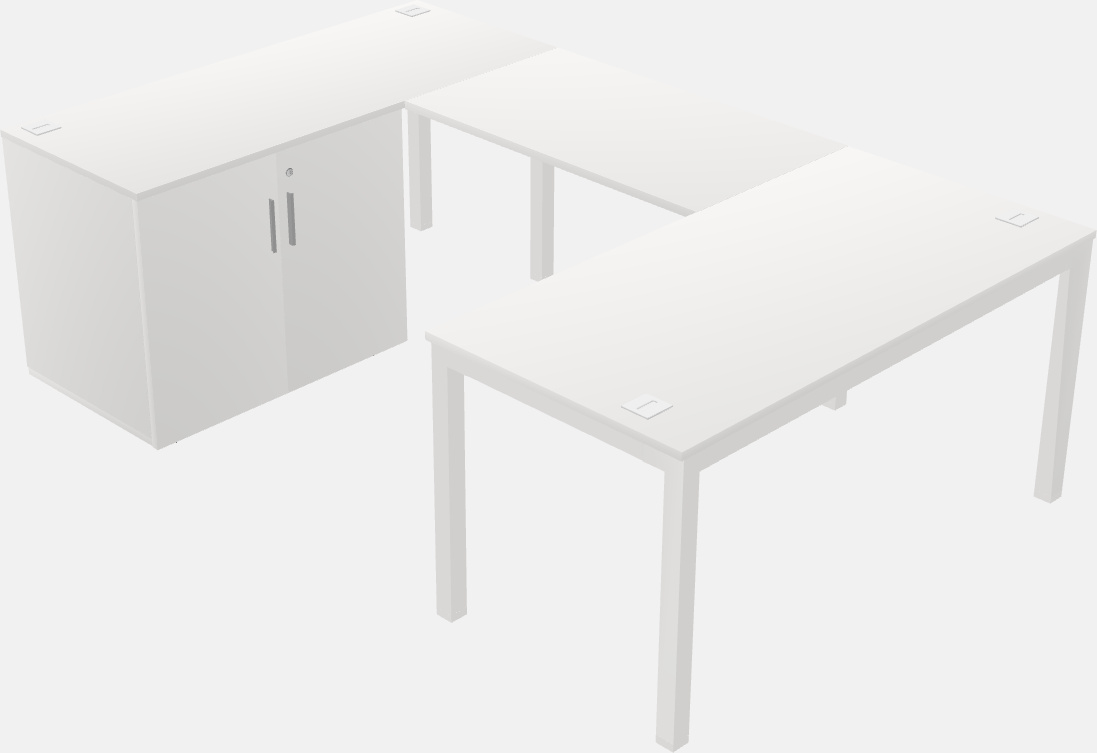 U-shaped desk + cabinet