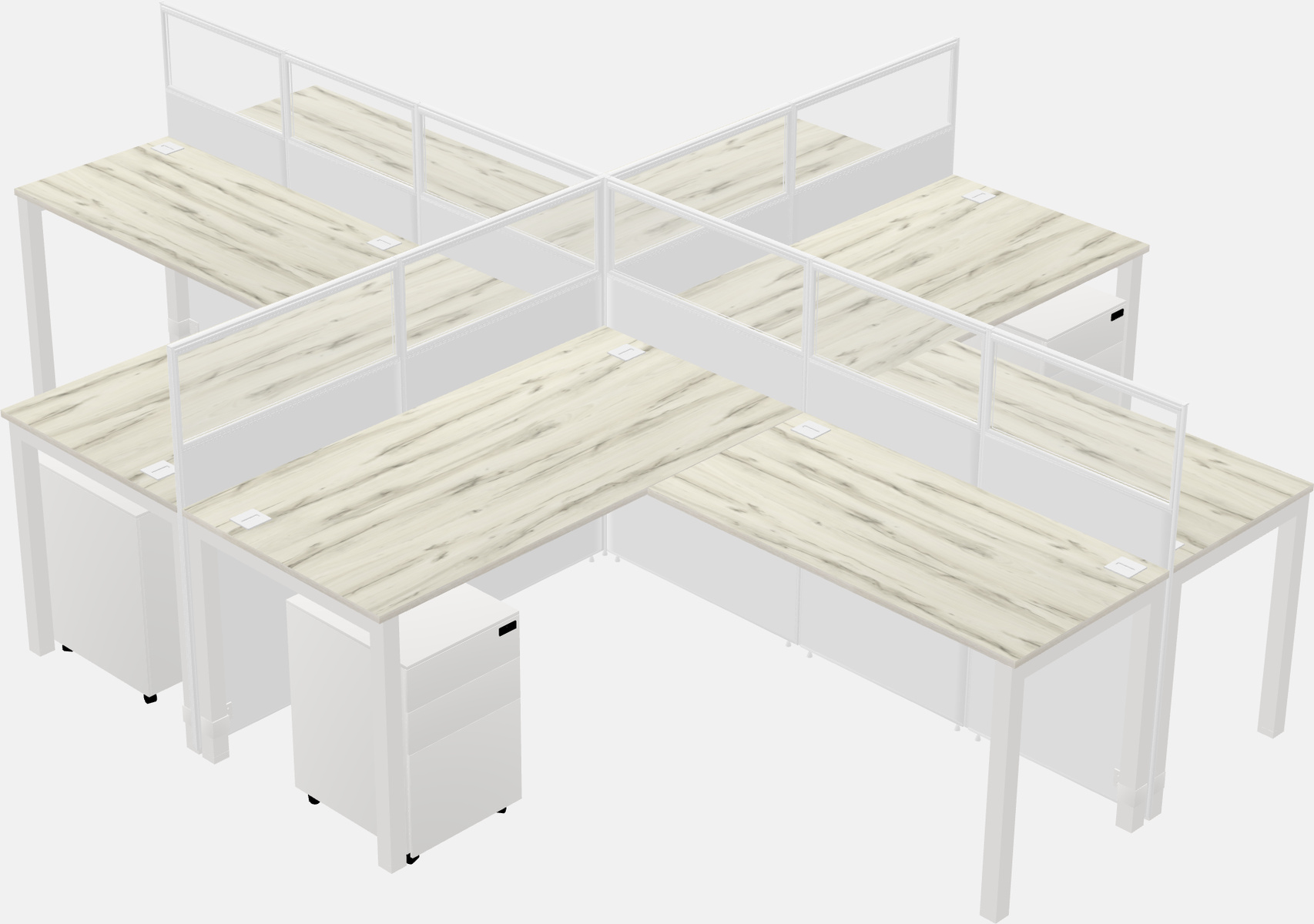 Shared l-shaped cubicles