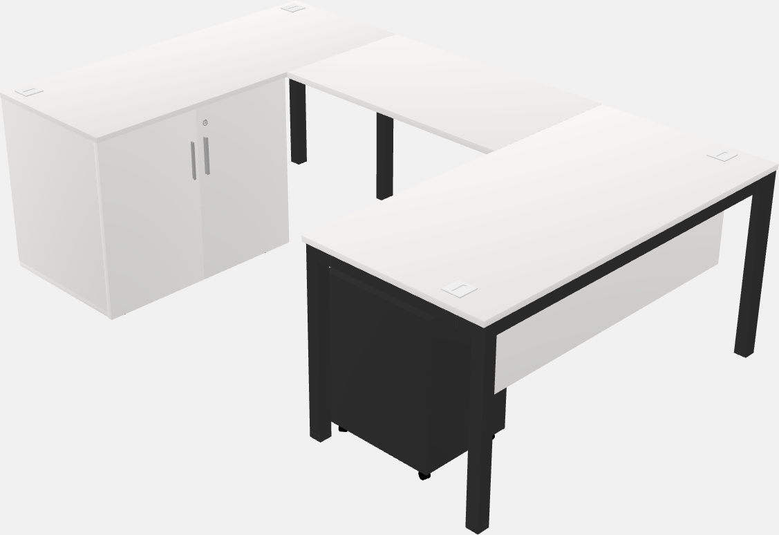 U-shaped desk + cabinet