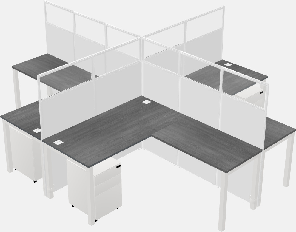 Cubículos compartidos en forma de l