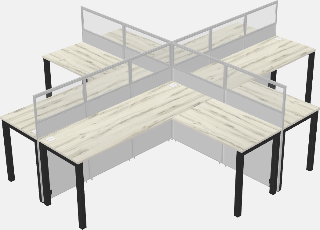 Cubículos compartidos en forma de l