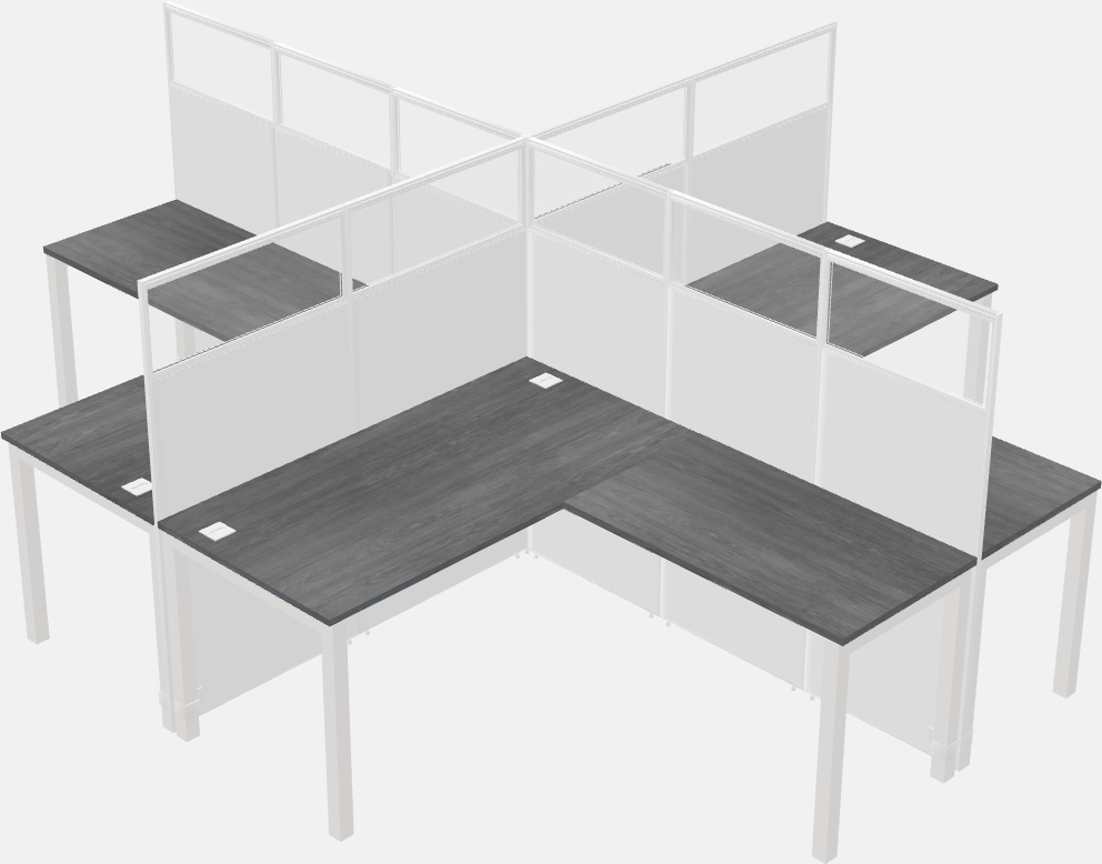 Cubículos compartidos en forma de l