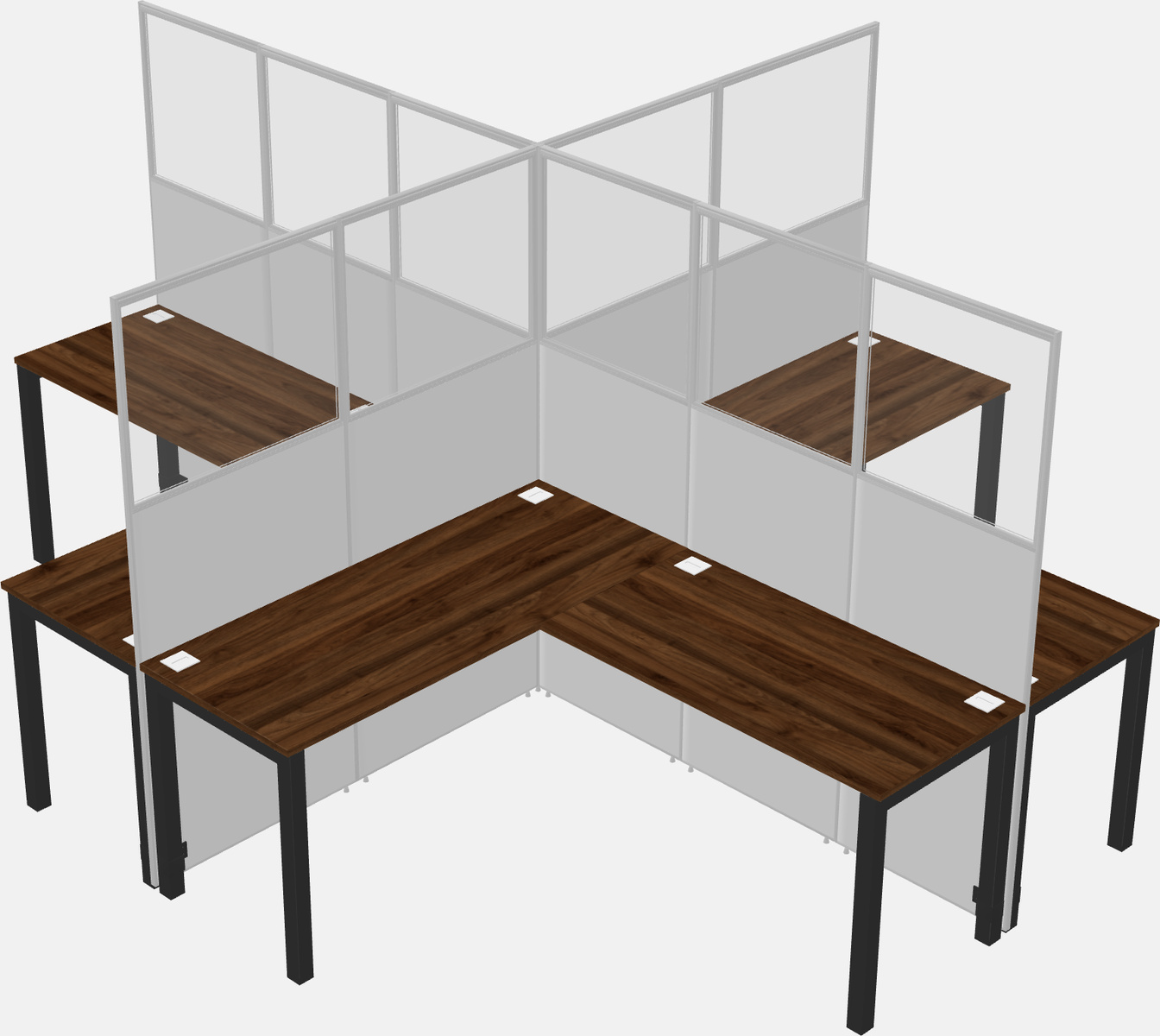 Cubículos compartidos en forma de l