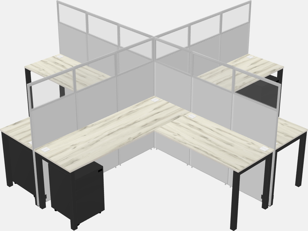 Cubículos compartidos en forma de l