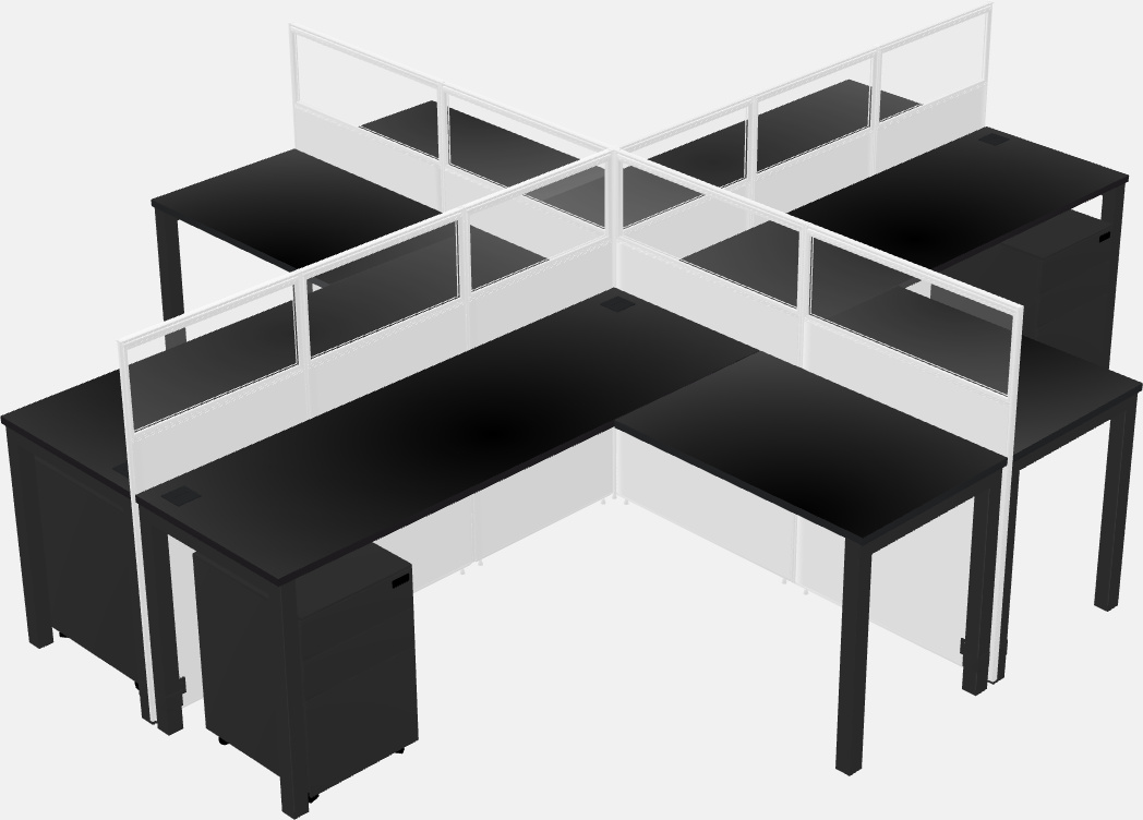 Cubículos compartidos en forma de l