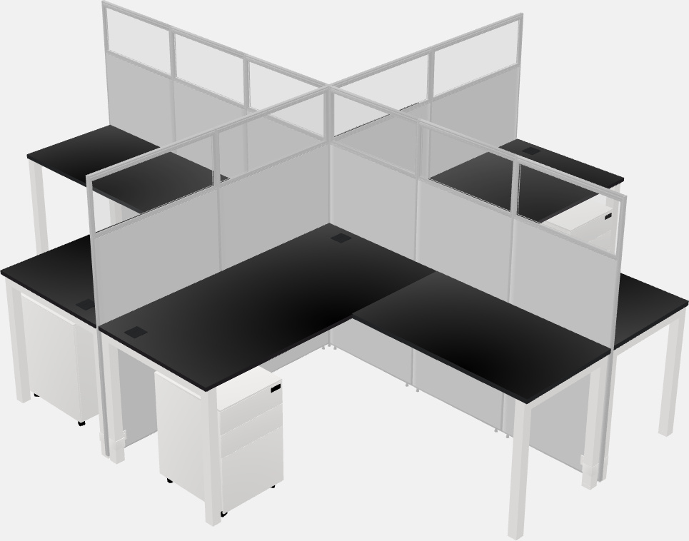 Cubículos compartidos en forma de l