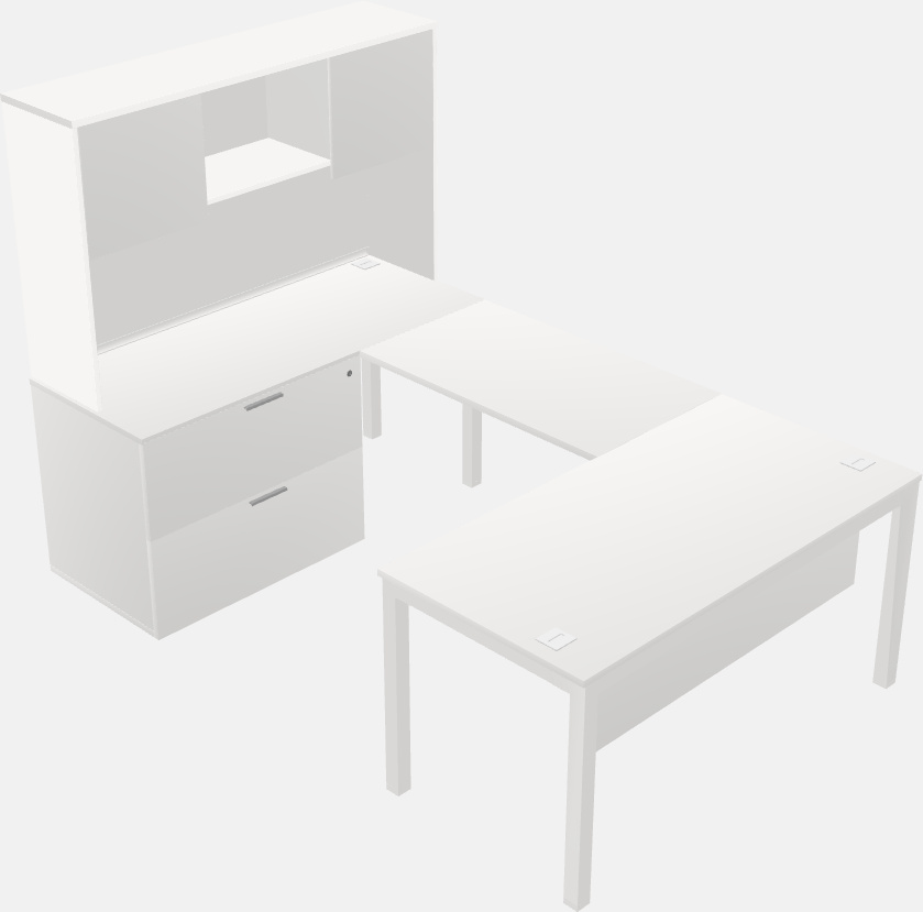 U-shaped desk + file cabinet