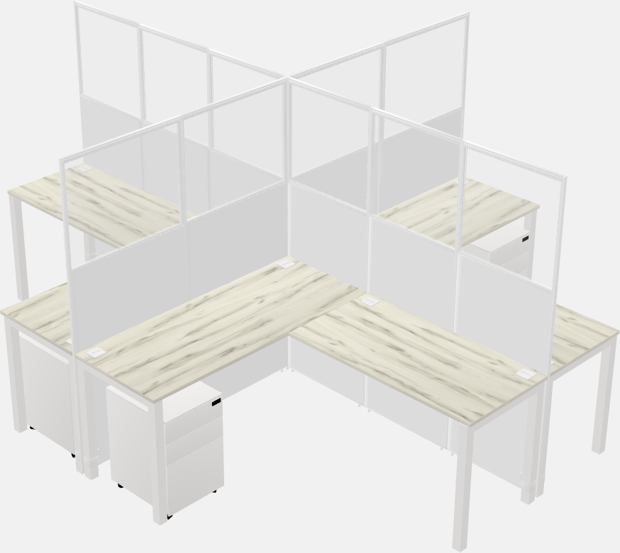 Shared l-shaped cubicles