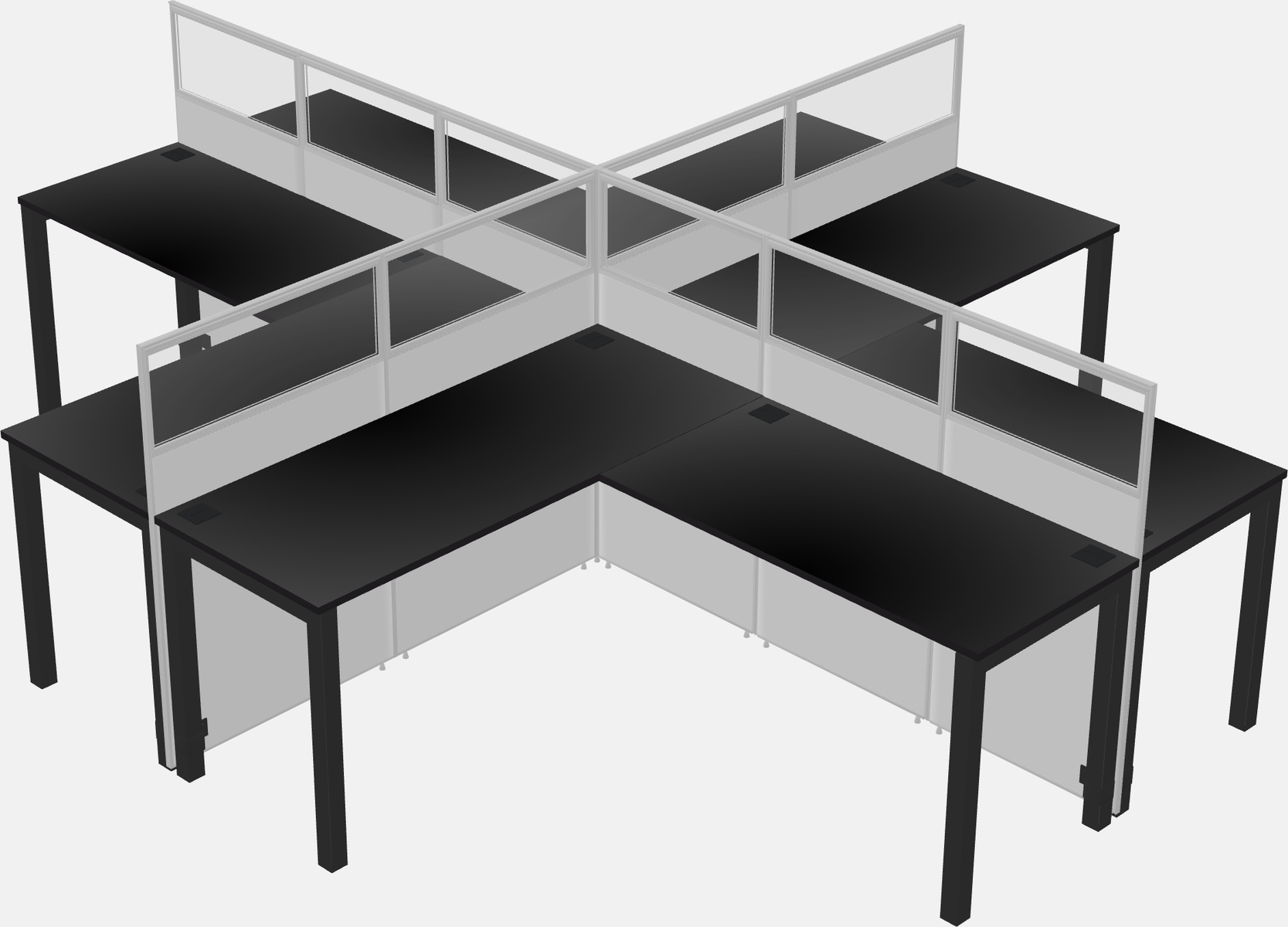 Cubículos compartidos en forma de l