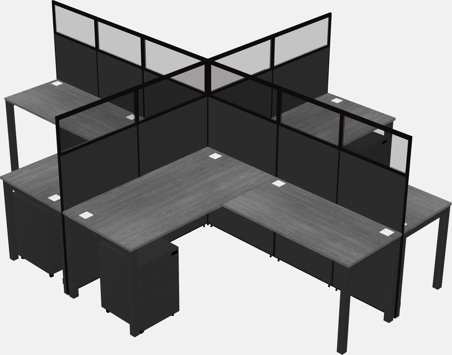 Shared l-shaped cubicles