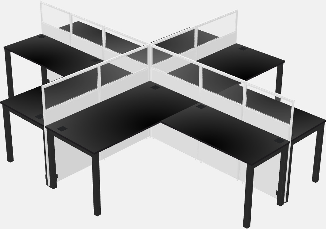 Cubículos compartidos en forma de l