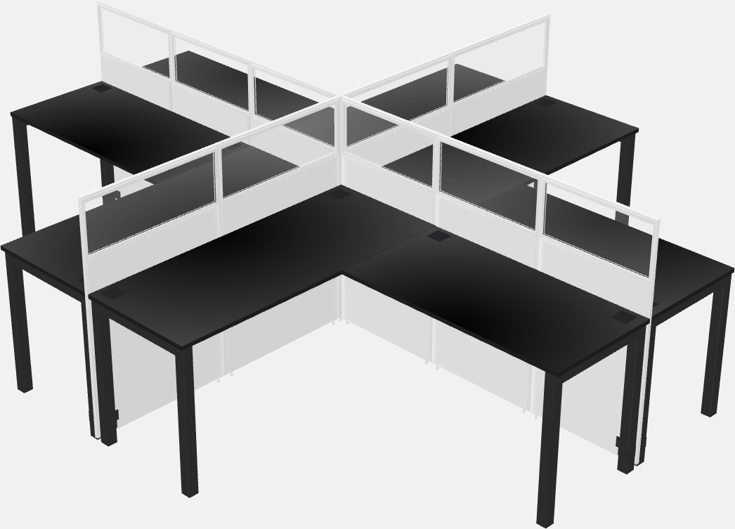 Cubículos compartidos en forma de l