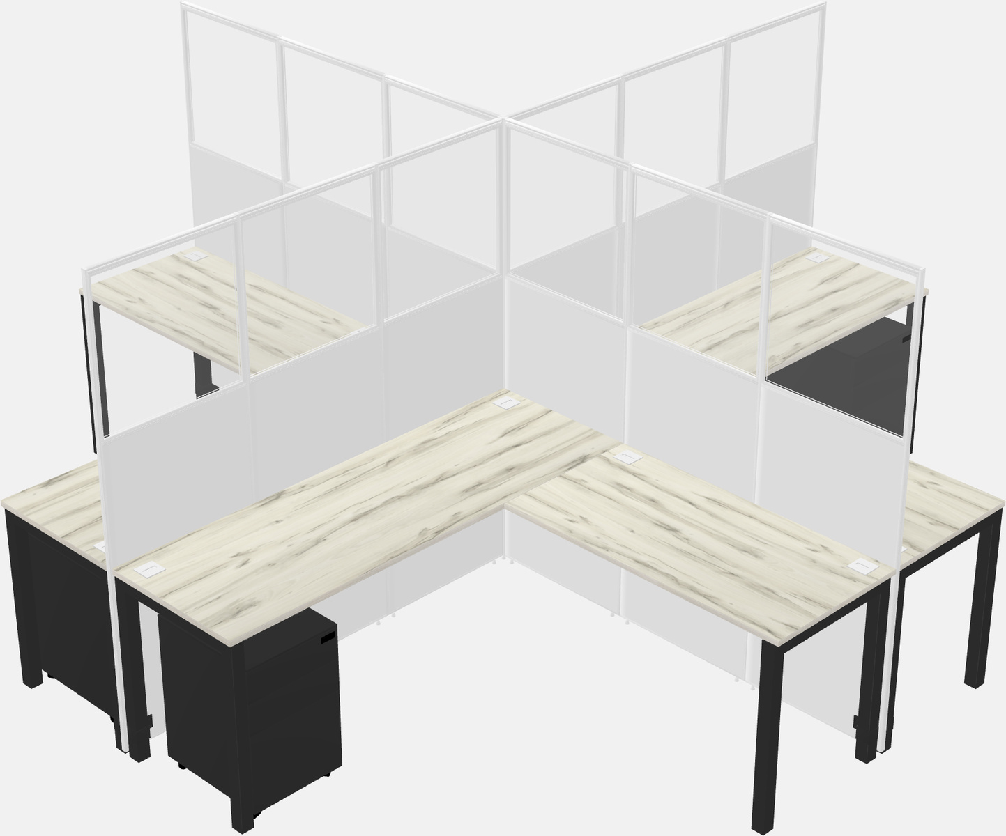 Shared l-shaped cubicles