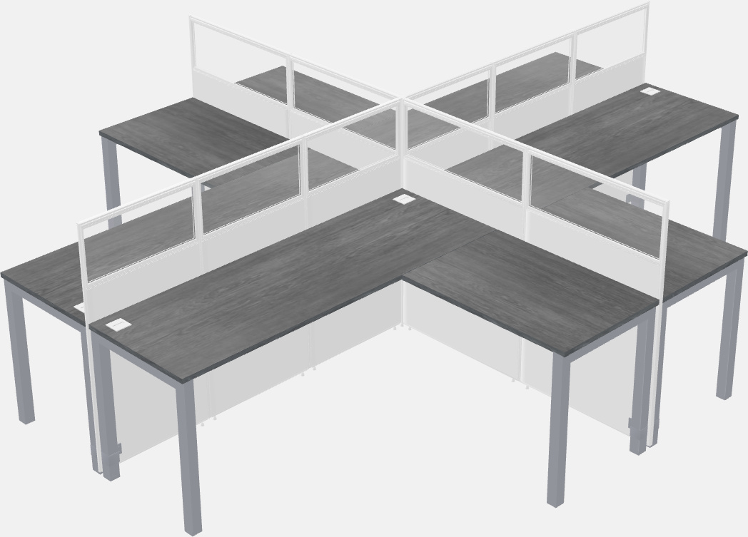 Cubículos compartidos en forma de l