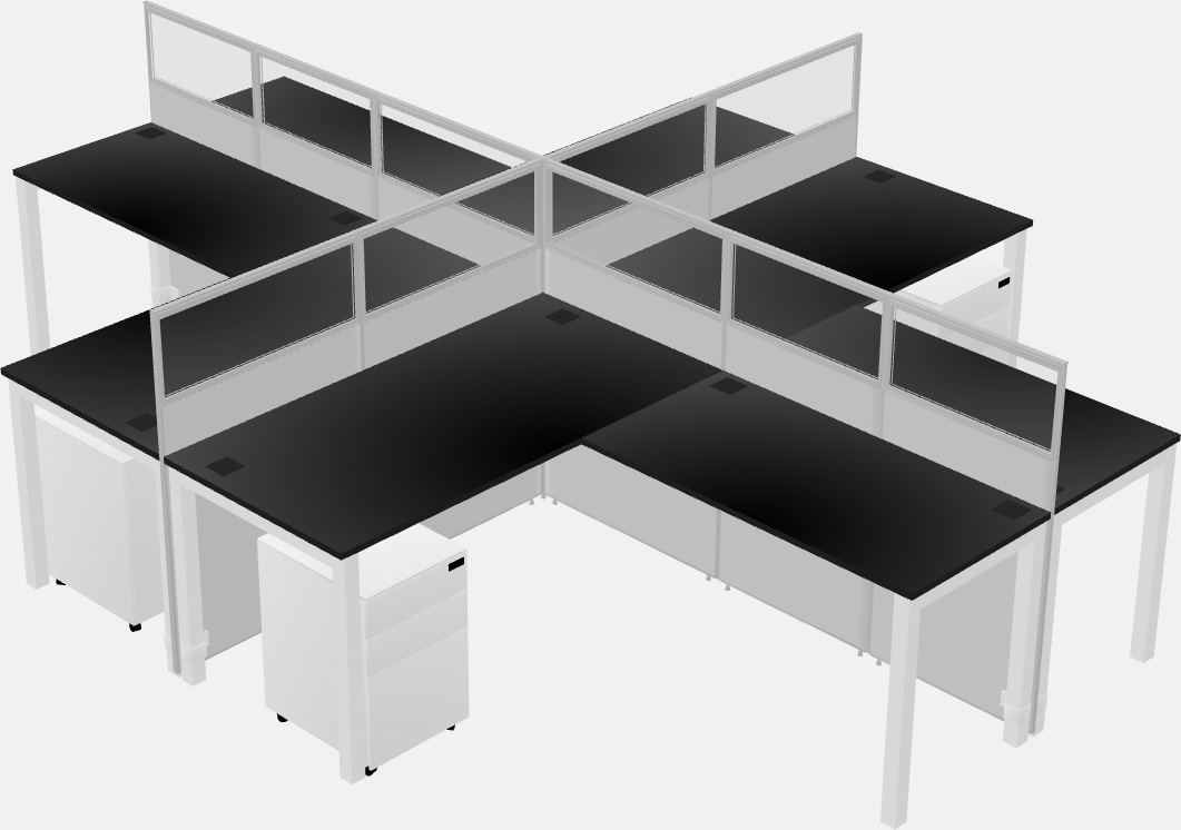 Cubículos compartidos en forma de l