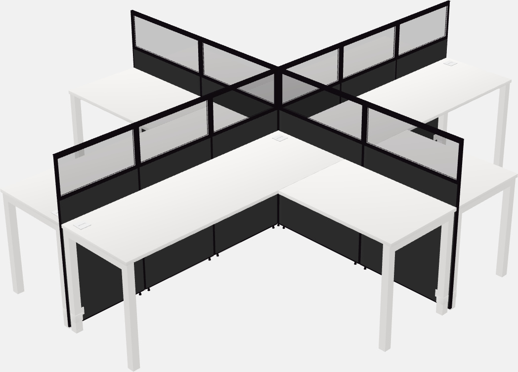 Shared l-shaped cubicles