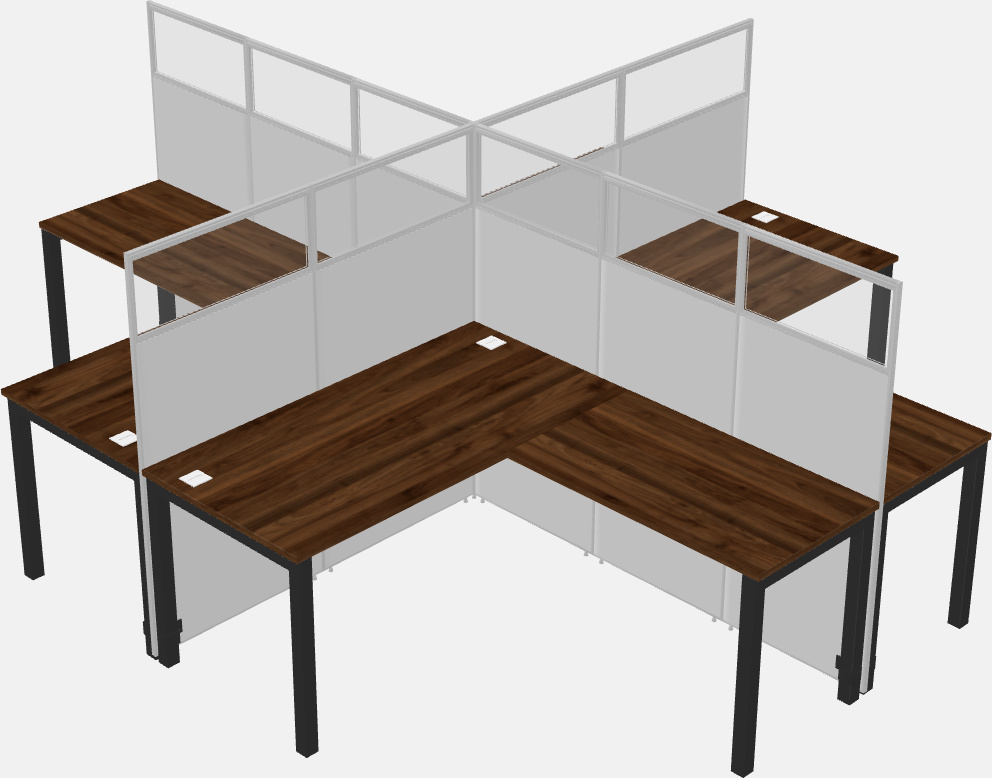 Cubículos compartidos en forma de l