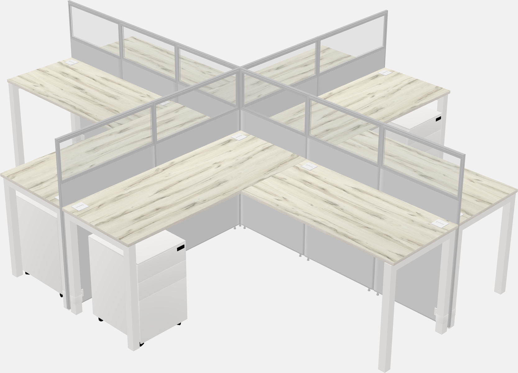 Shared l-shaped cubicles