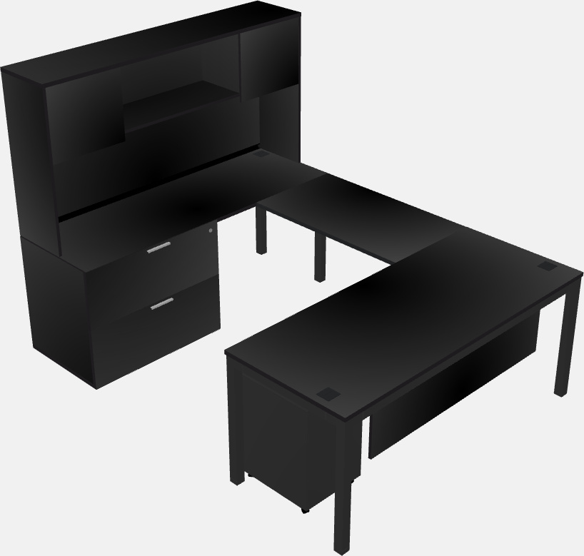 U-shaped desk + file cabinet