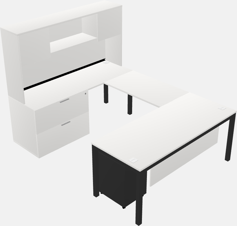 U-shaped desk + file cabinet