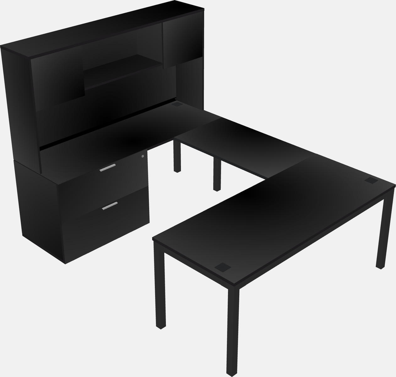 U-shaped desk + file cabinet