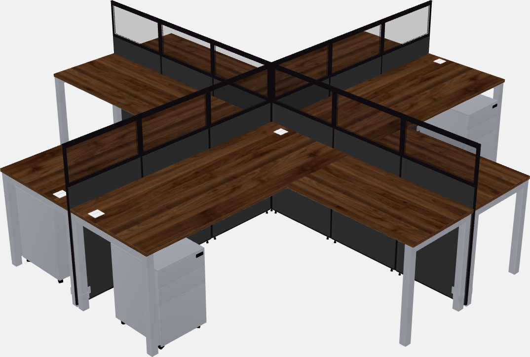 Shared l-shaped cubicles