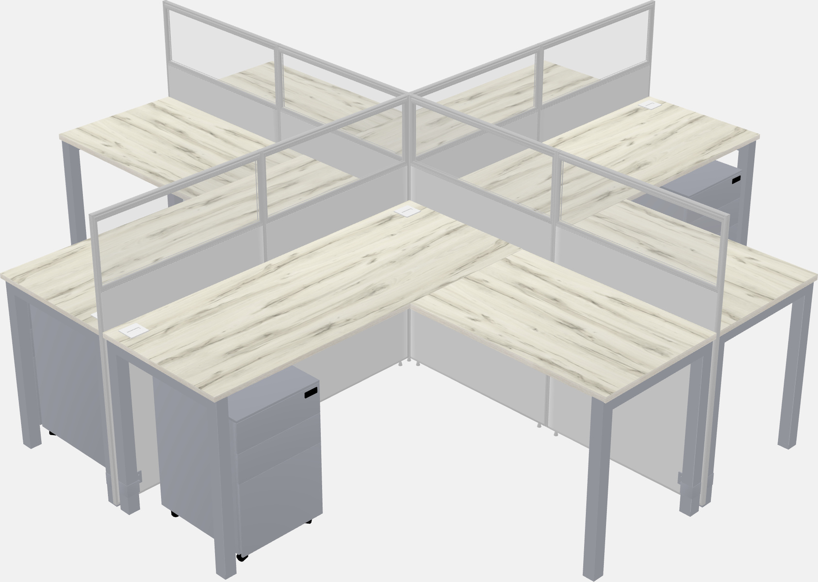 Shared l-shaped cubicles